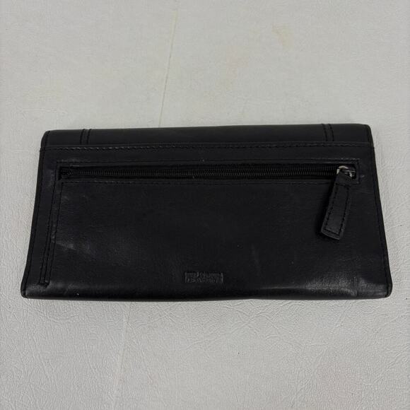 Wilsons Leather Bifold Checkbook Wallet Black Snap Close Credit Card ID - Picture 7 of 16